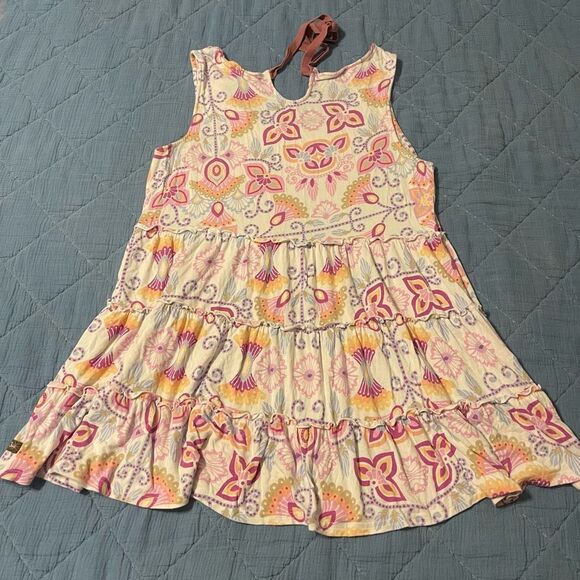 Matilda Jane Printed Adventure Begins Breathe Deeply Tunic Tank Top Size Medium - Picture 5 of 5